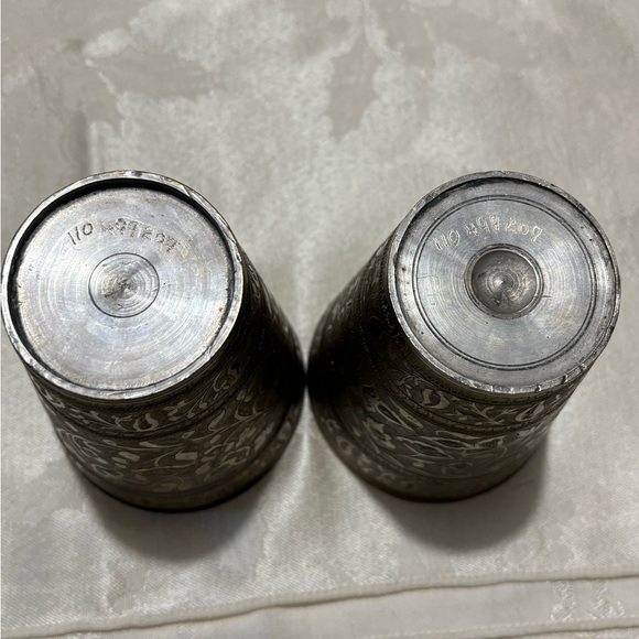 Antique Ornate Floral Metal Cups Set of 2 - Picture 5 of 8